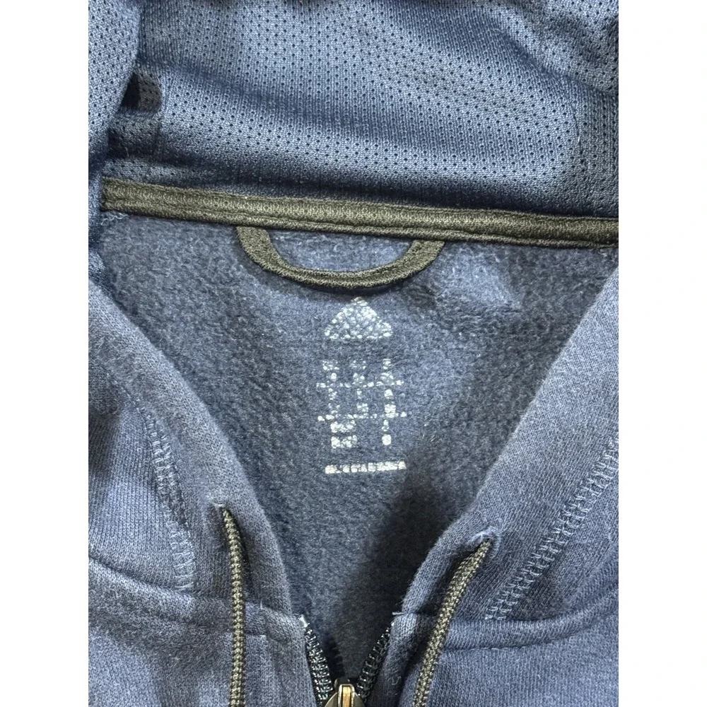 Adidas Men's Large Navy Full Zip Hoodie 3 Stripe Logo Sweatshirt L